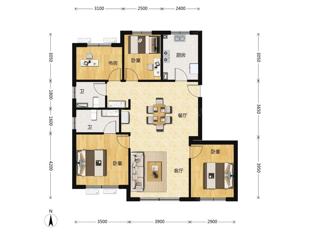 长安悦玺建面122户型图