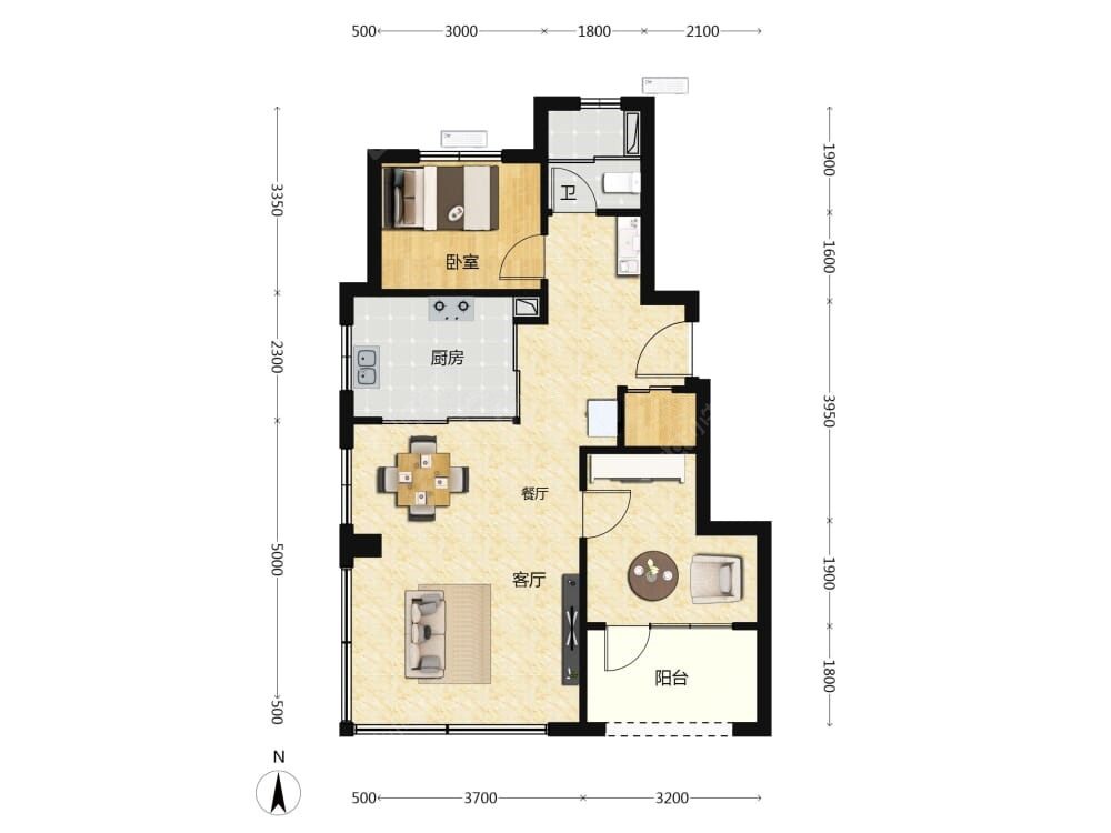 北京国贤府建面72户型图