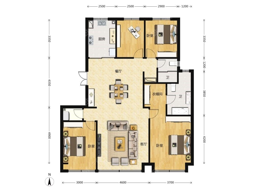 晓风印月建面145户型图