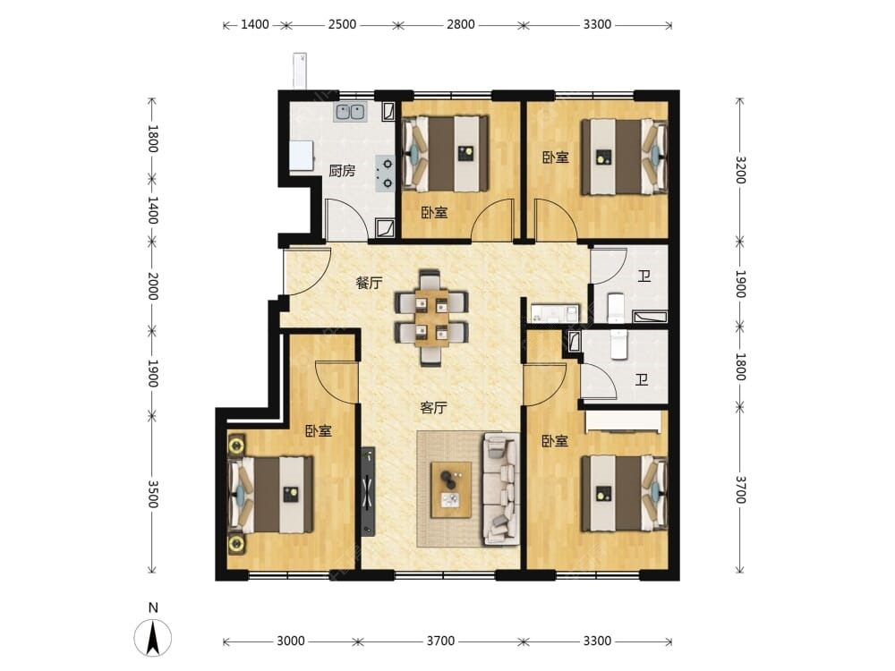 朝阳壹号建面135户型图