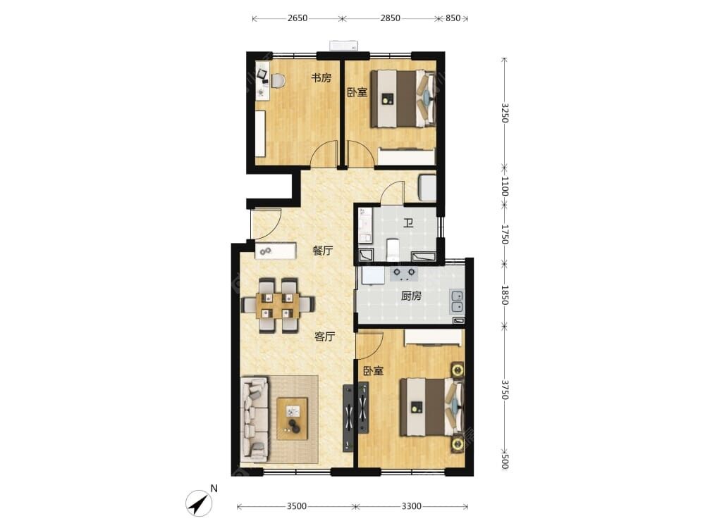 中海富华里建面99户型图