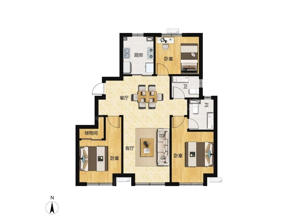 怀山府建面110户型图