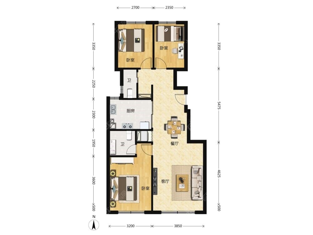 越秀·天玥建面98户型图