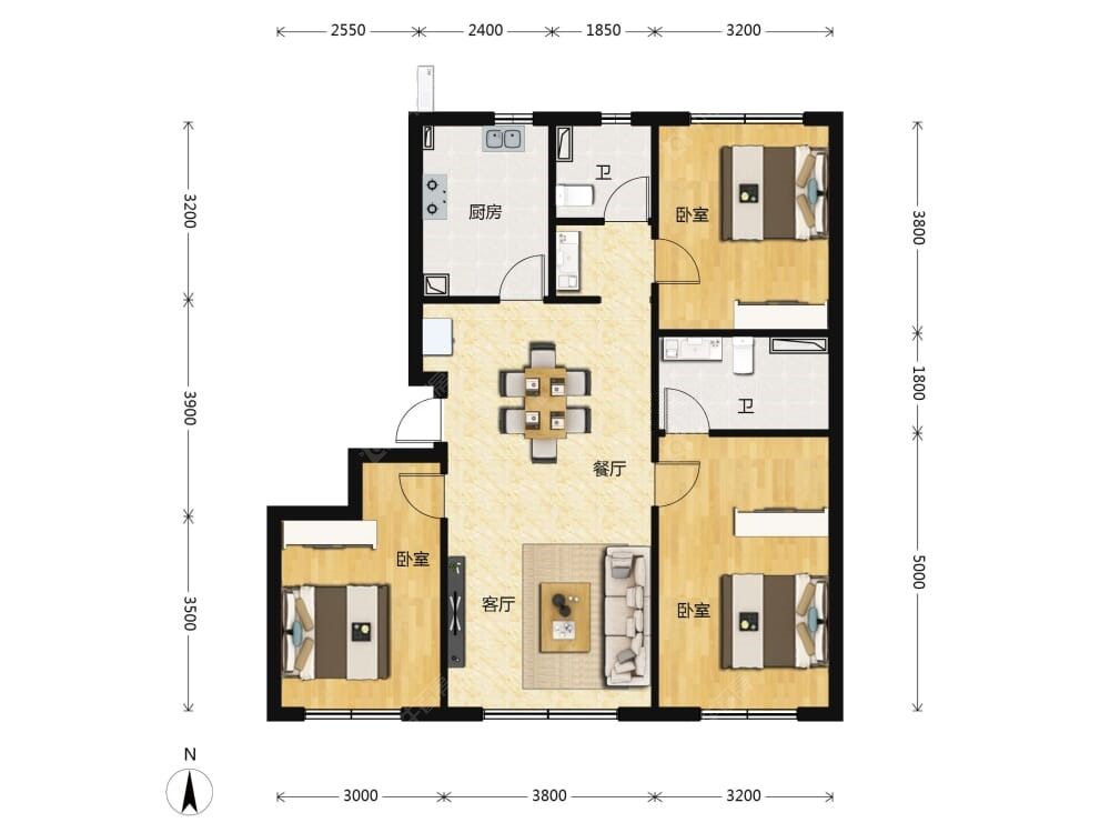 朝阳壹号建面125户型图