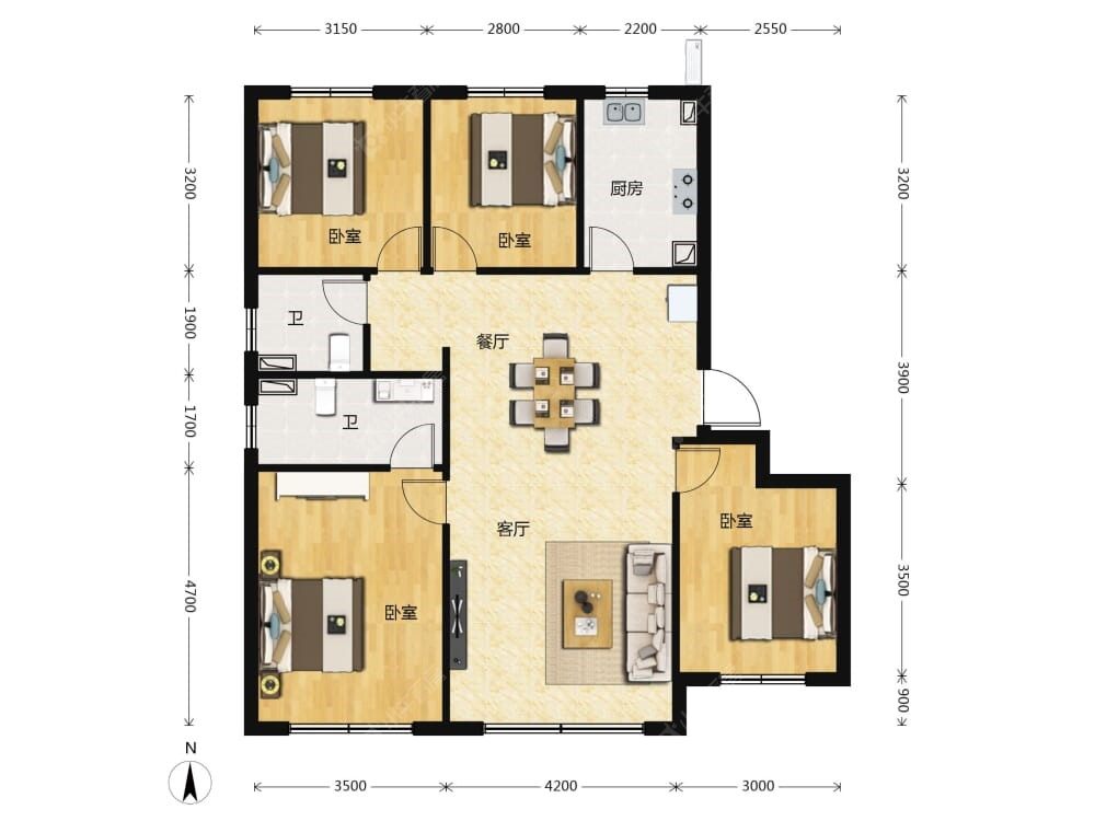 朝阳壹号建面145户型图