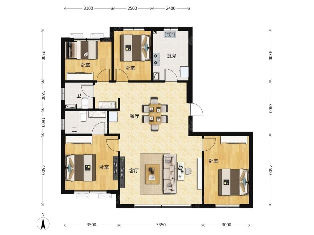 长安悦玺建面138户型图