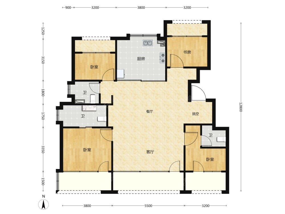 保利朝观天珺建面139户型图
