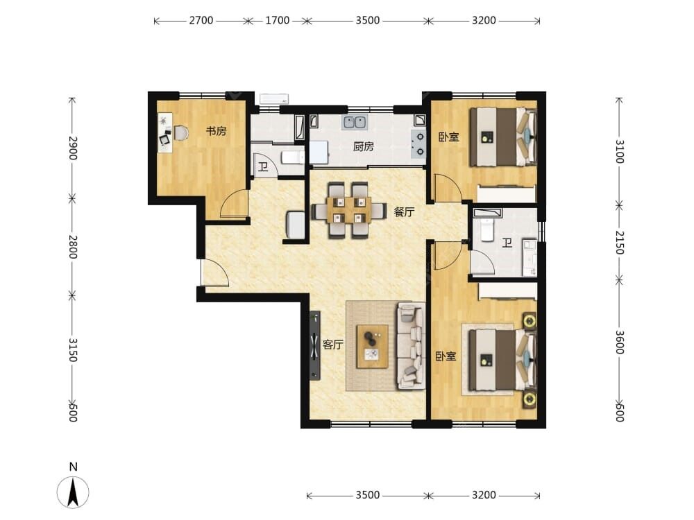 越秀·天玥建面100户型图