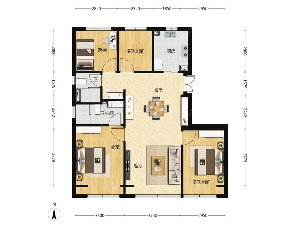 晓风印月建面117户型图
