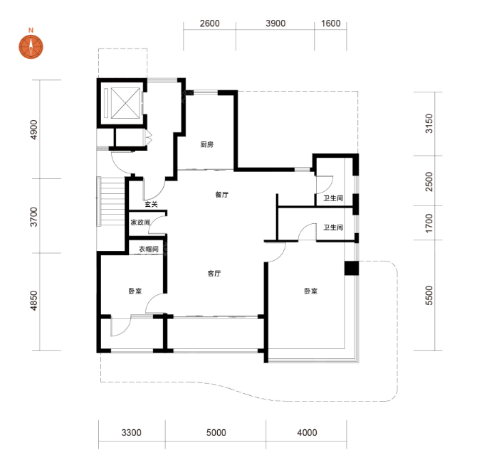 懋源璟橒建面150户型图