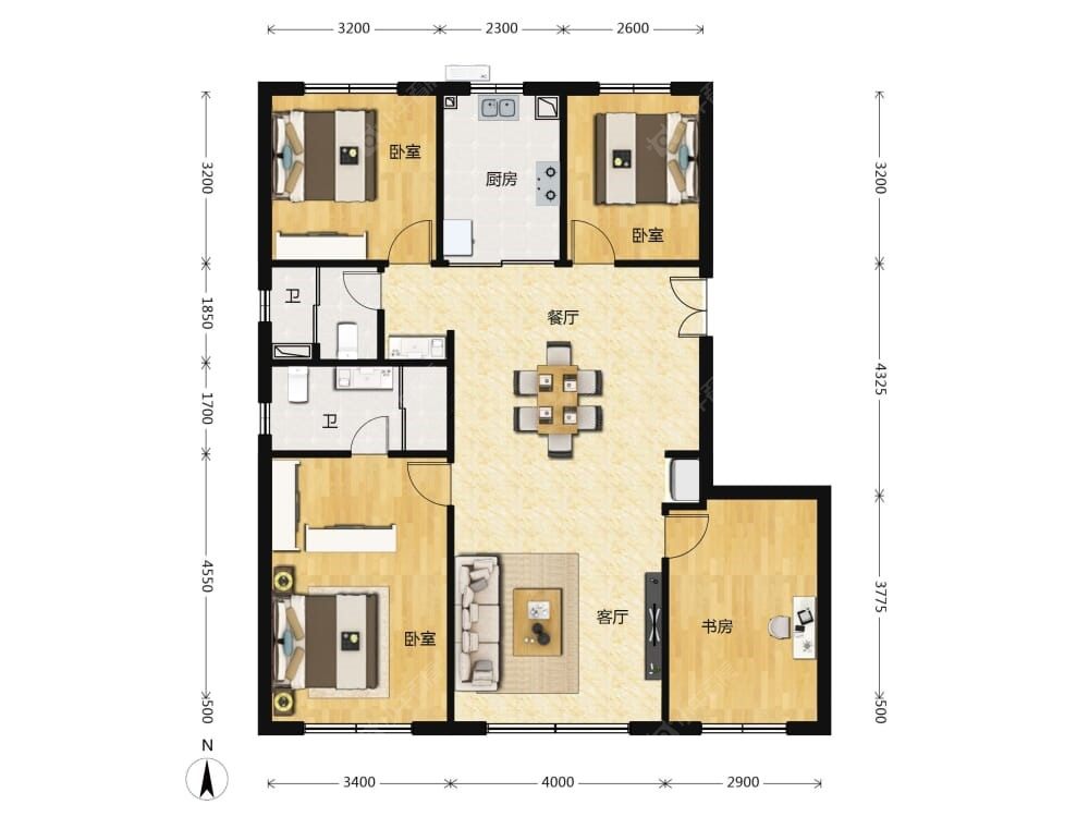 越秀·天玥建面134户型图