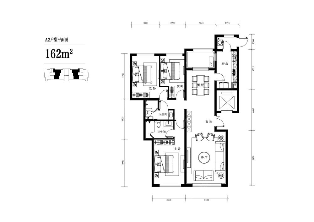 天润福熙大道建面162户型图