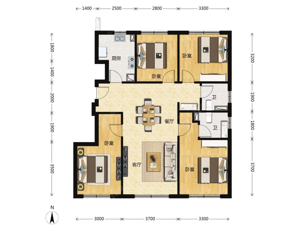 朝阳壹号建面129户型图
