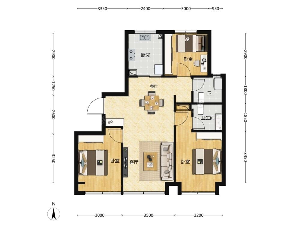 晓风印月建面102户型图