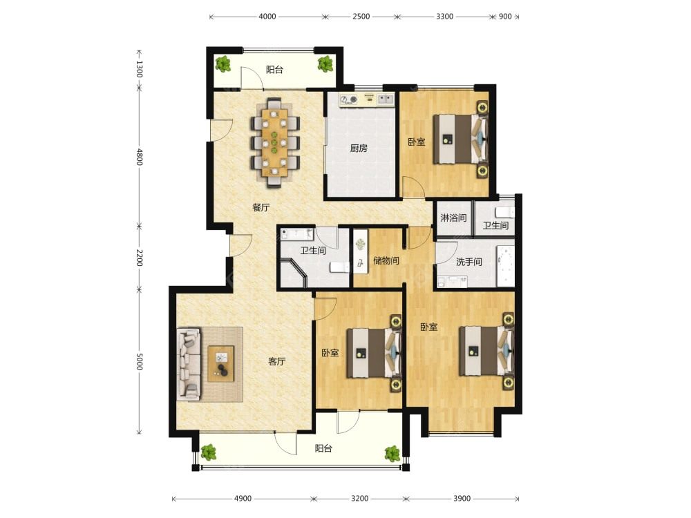 檀谷建面170户型图