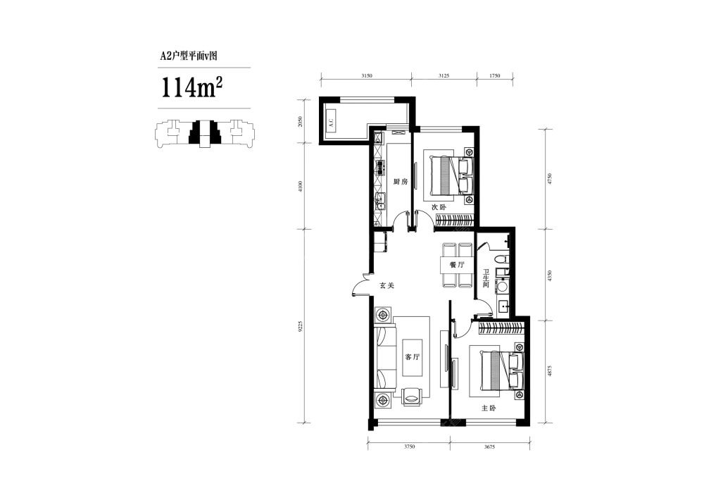 天润福熙大道建面114户型图