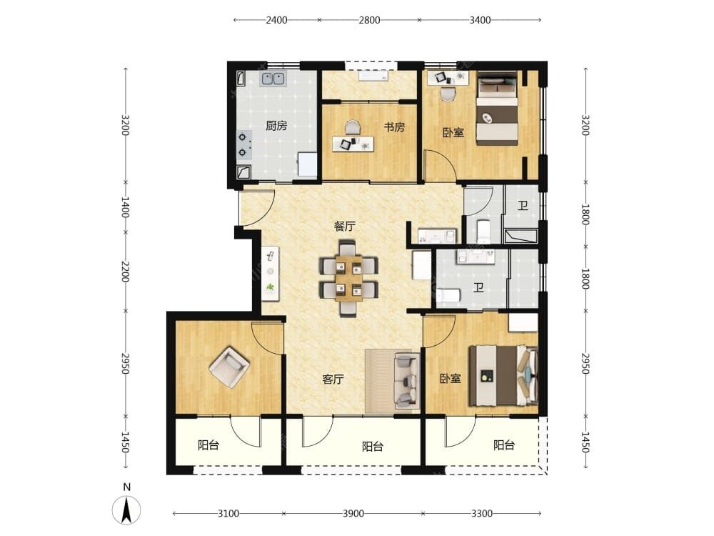 嘉棠璟樾建面123户型图
