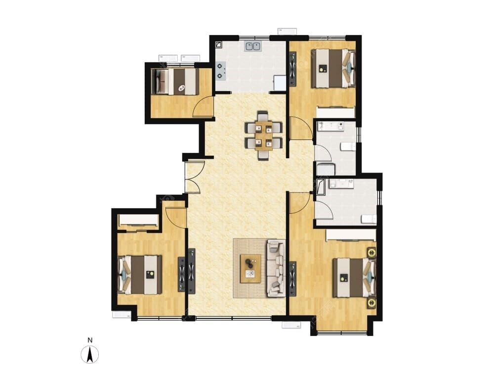 檀谷建面124户型图
