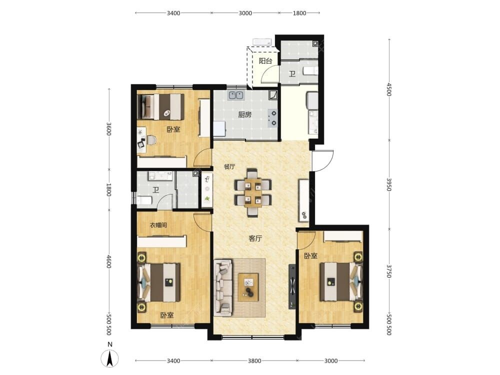中海寰宇天下|天镜建面124户型图