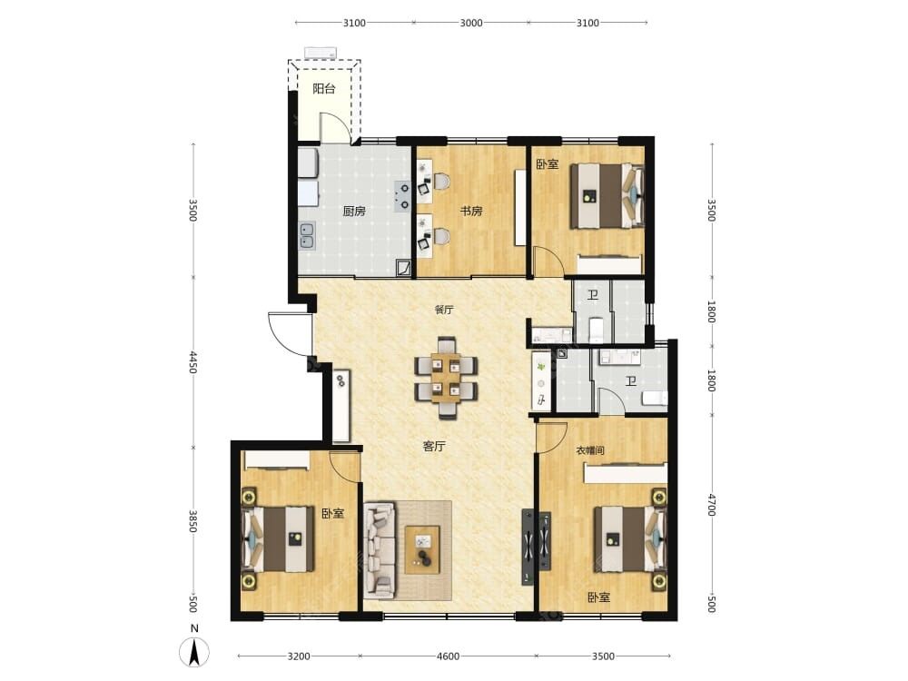 中海寰宇天下|天镜建面150户型图