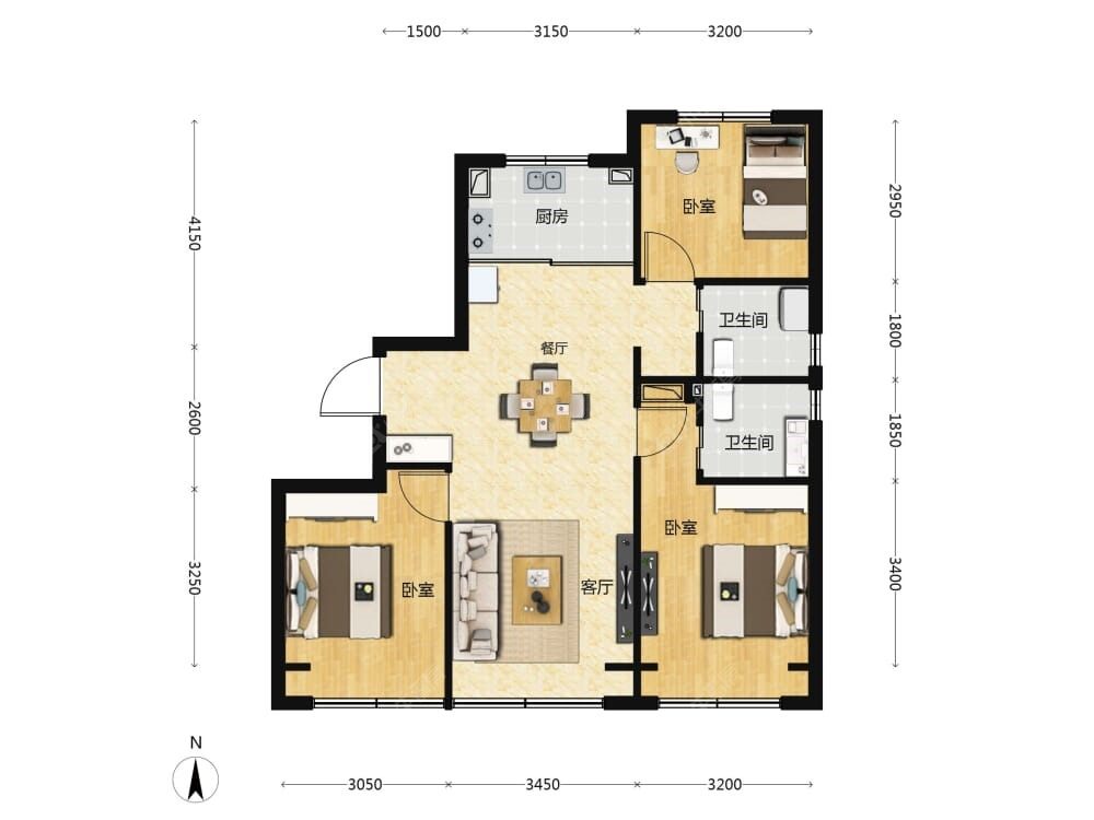 晓风印月建面102户型图