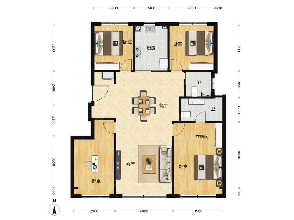 北京隅海岄建面129户型图