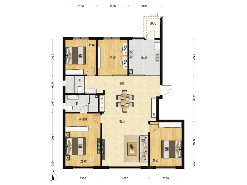 中海寰宇天下|天镜建面152户型图