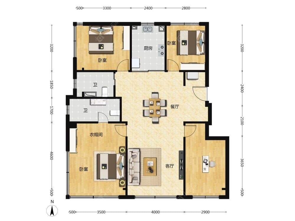 北京隅海岄建面129户型图