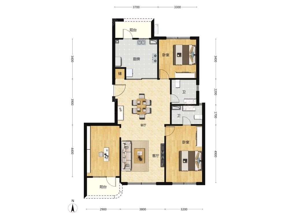 中海长安源境建面125户型图