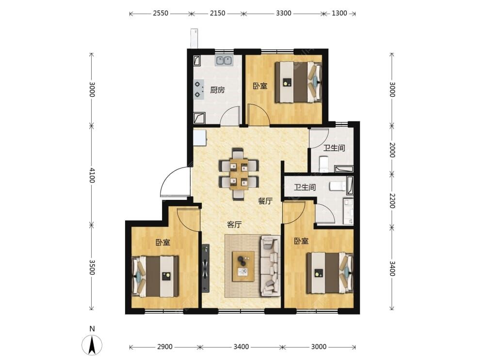 朝阳壹号建面110户型图