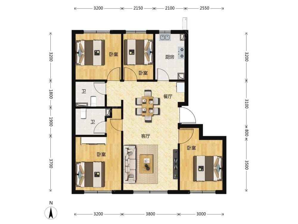 朝阳壹号建面125户型图