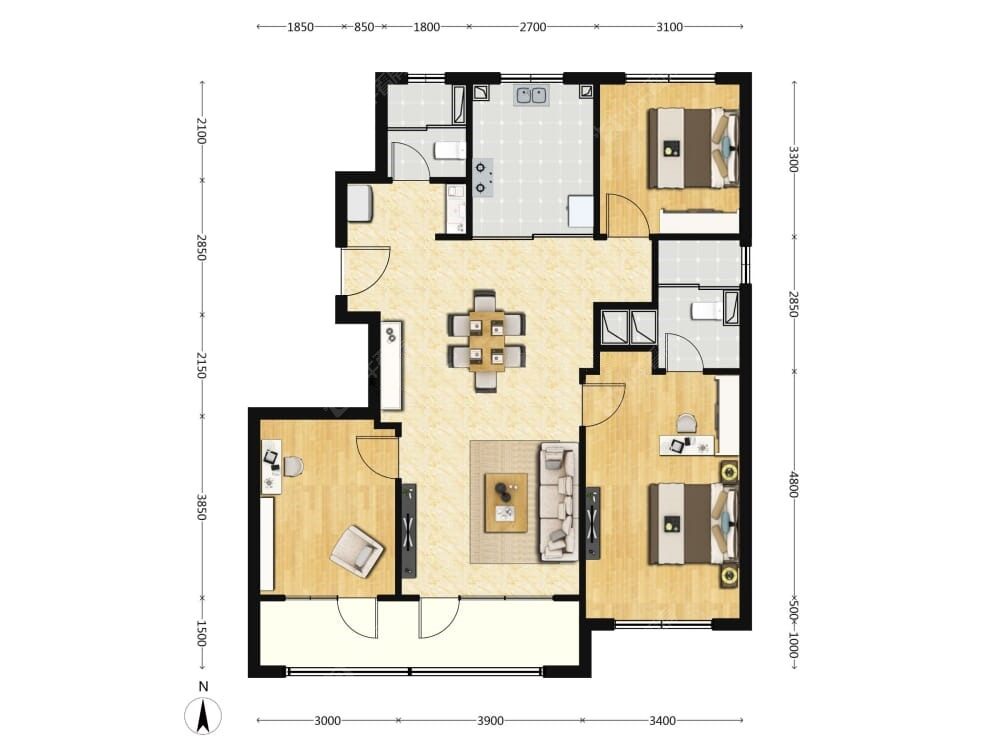 兴创沐春墅建面129户型图