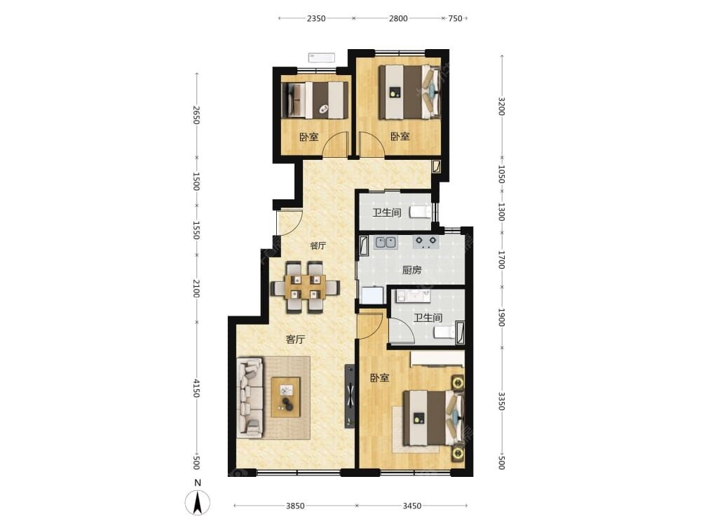 越秀·星樾建面93户型图