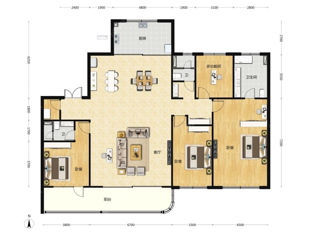 中海长安玖章建面236户型图