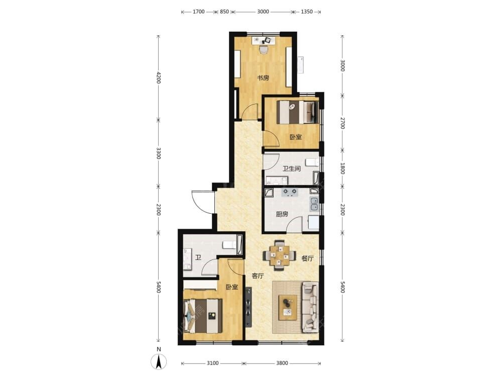 朝阳壹号建面110户型图