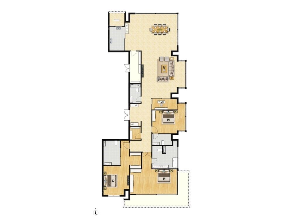 建国门9号建面301户型图