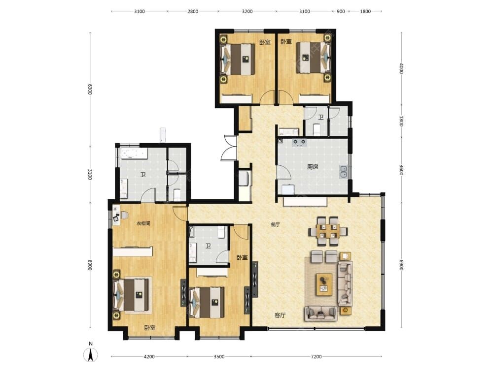 天恒广安印香山建面237户型图