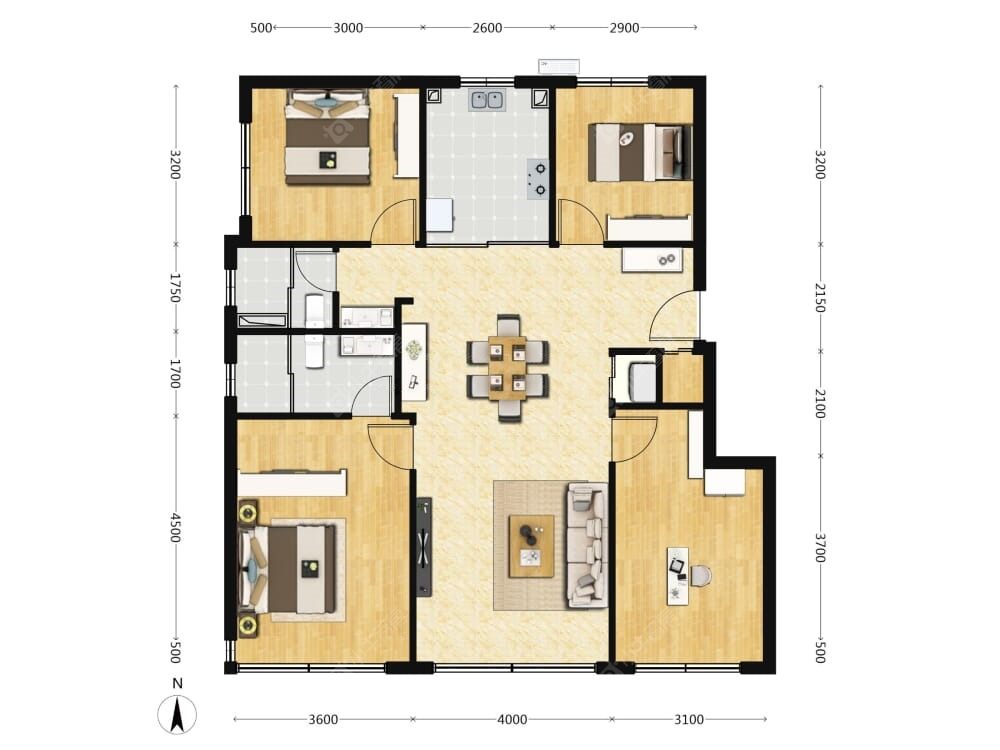 北京城建颐知筑建面128户型图