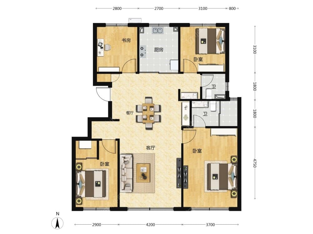 璟上兰园建面131户型图