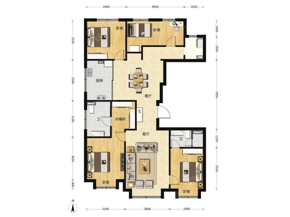懋源煜泽台建面165户型图