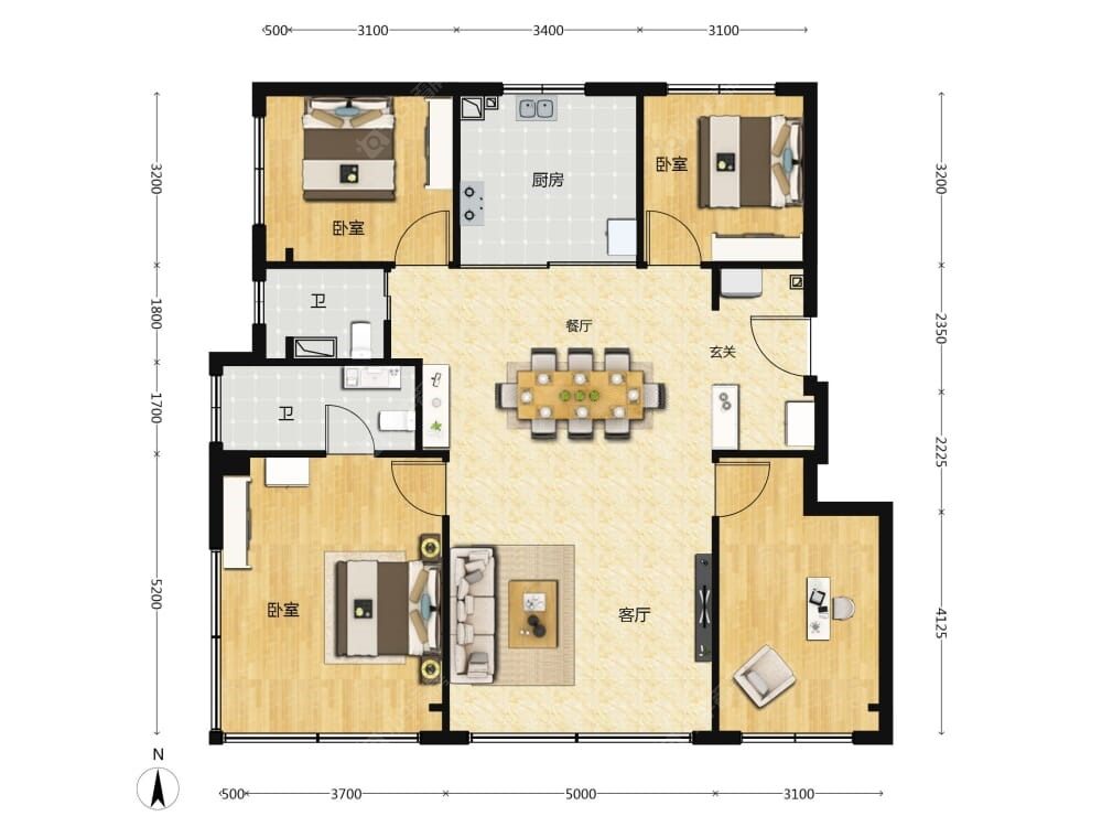 北京隅海岄建面145户型图