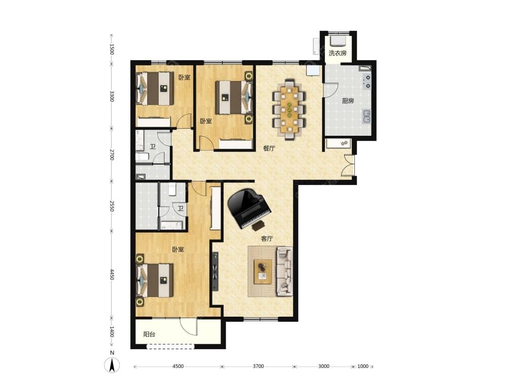 天润福熙大道建面155户型图