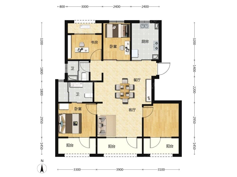 嘉棠璟樾建面118户型图