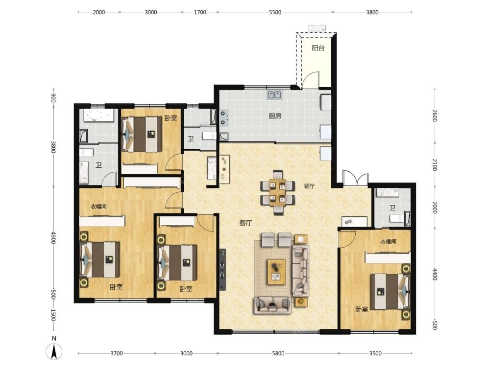 中海寰宇天下|天镜建面196户型图