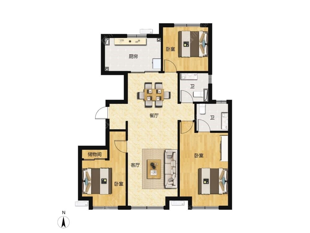 怀山府建面128户型图